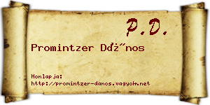 Promintzer Dános névjegykártya